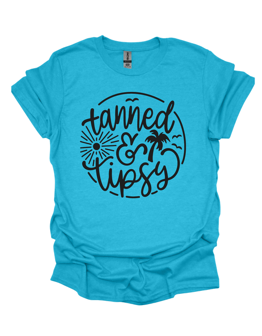 Tanned & Tipsy (Font is BLUE)